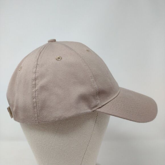 Big Custom Strapback Hat Tan One Size Adjustable Vented Holes 6 Panel Blank - Picture 4 of 9